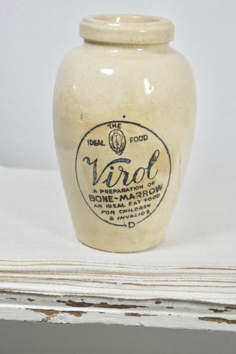 Victorian Medium Virol Bone Marrow Medicine Stoneware Pot