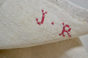 Beautiful Large Thick Antique French Hand loomed Hemp Grain Sack with JR Monogram/Organic Eco Friendly