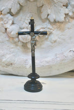 Load image into Gallery viewer, Napoleon III Antique French Ebonised Wooden Catholic Small Standing Crucifix