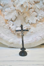 Load image into Gallery viewer, Napoleon III Antique French Ebonised Wooden Catholic Small Standing Crucifix