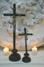 Load image into Gallery viewer, Napoleon III Antique French Ebonised Wooden Catholic Small Standing Crucifix