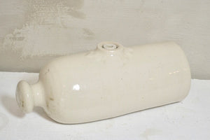 Antique French Natural Cream Earthenware Hot Water Bottle