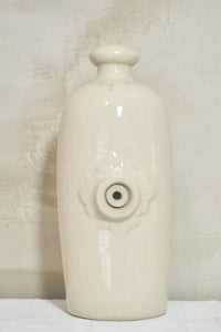 Antique French Natural Cream Earthenware Hot Water Bottle