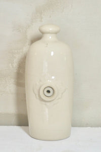 Antique French Natural Cream Earthenware Hot Water Bottle