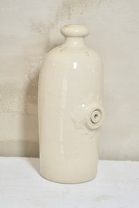 Antique French Natural Cream Earthenware Hot Water Bottle