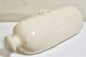 Antique French Natural Cream Earthenware Hot Water Bottle