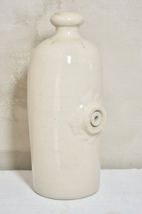 Antique French Natural Cream Earthenware Hot Water Bottle