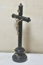 Load image into Gallery viewer, Napoleon III Antique French Ebony Wooden Catholic Standing Crucifix