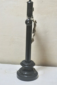 Napoleon III Antique French Ebony Wooden Catholic Standing Crucifix