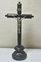 Load image into Gallery viewer, Napoleon III Antique French Ebony Wooden Catholic Standing Crucifix