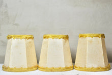 Load image into Gallery viewer, Trio of Vintage French Cream Silk and Gold Braid Petit Clip-On Lamp Shades