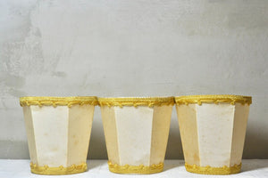 Trio of Vintage French Cream Silk and Gold Braid Petit Clip-On Lamp Shades