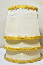 Load image into Gallery viewer, Trio of Vintage French Cream Silk and Gold Braid Petit Clip-On Lamp Shades