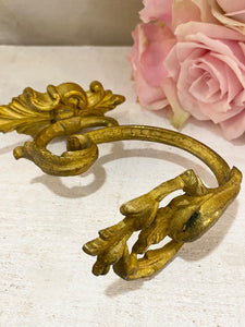 Antique French Art Nouveau Brass Curtain Hook/ Repurposed Clothes Hook