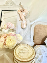 Load image into Gallery viewer, Antique French Pale Cream and Gold Mazuely Bon Bon Tin from Lourdes