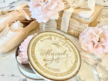 Load image into Gallery viewer, Antique French Pale Cream and Gold Mazuely Bon Bon Tin from Lourdes