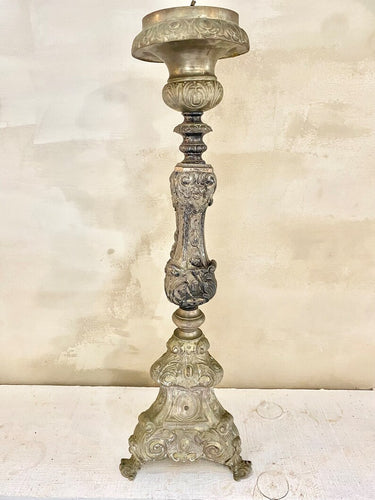 RARE 19th Century Tall Antique Spanish Catholic Church Spike Candlestick