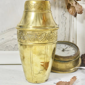 Antique French Handcrafted Beautiful Brass Butterfly Embossed Vase