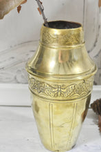 Charger l&#39;image dans la galerie, Antique French Handcrafted Beautiful Brass Butterfly Embossed Vase