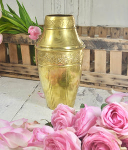 Antique French Handcrafted Beautiful Brass Butterfly Embossed Vase