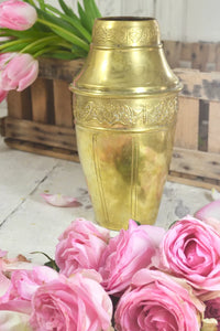 Antique French Handcrafted Beautiful Brass Butterfly Embossed Vase