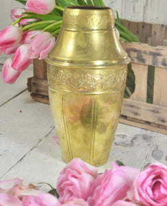 Antique French Handcrafted Beautiful Brass Butterfly Embossed Vase