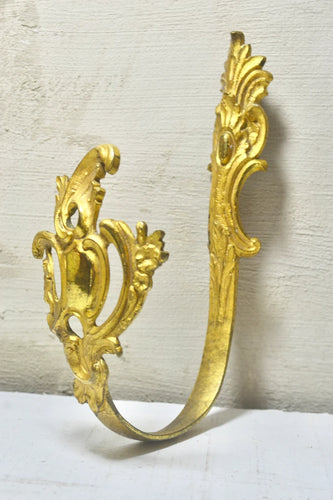 Antique French Art Nouveau Brass Curtain Hook/ Repurposed Clothes Hook