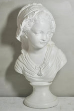 Charger l&#39;image dans la galerie, French Antique Large Heavy Young Girl Plaster Bust