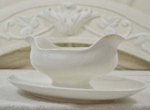 Antique French White Ironstone Sauce Server