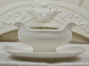 Antique French White Ironstone Sauce Server